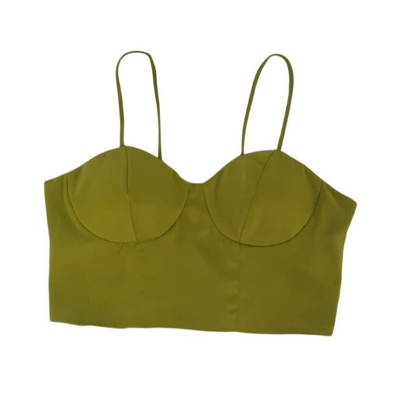Sincerely Jules Lime Green Smocked Back Crop Top W/ Adjustable Straps, NWT - Picture 1 of 7